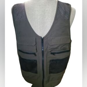 Performance Mens XL Olive Green Cycling Vest Mesh Ripstop Nylon